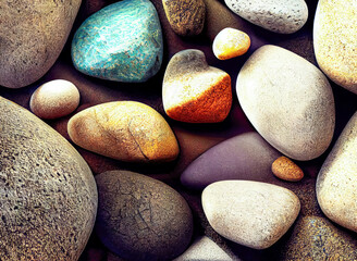 Small stone texture for background. abstract background with round pebble stones. stone wall texture photo