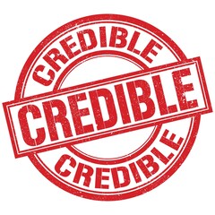 CREDIBLE written word on red stamp sign