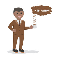 businessman african coffee inspiration design character on white background
