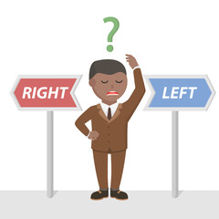 businessman african confused to choice design character on white background