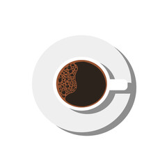 White cup of coffee with saucer isolated on white surface. Vector illustration