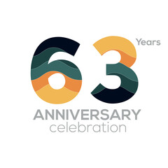 63rd Anniversary Logo Design, Number 89 Icon Vector Template.Minimalist Color Palettes