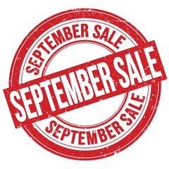 SEPTEMBER SALE text written on red round stamp sign