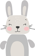 Abstract baby rabbit Png, boho baby animal, cute animal isolated, funny rabbit, adorable rabbit for print, Png illustration	