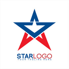 Star logo design with down arrow symbol.