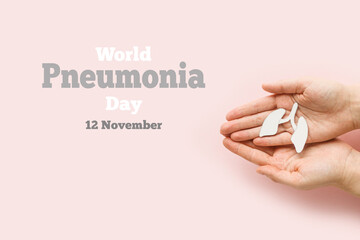 World Pneumonia Day. World tuberculosis day, copd. Woman holding lung. World no tobacco day, lung...