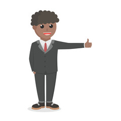 businessman african give the thumb design character on white background