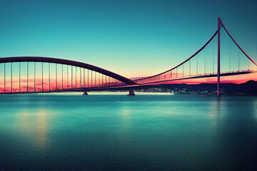 Fototapeta premium Cartoon style Cablestayed bridge Hercilio Luz in Florianopolis Santa Catarina Brazil , style U1 1