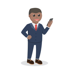 businessman african hold a gadget design character on white background