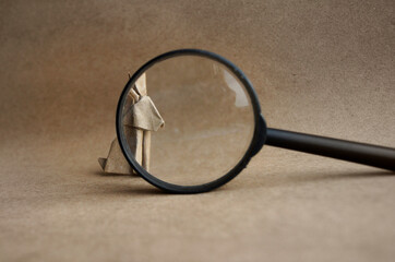magnifying glass on paper, origami, paper, origami, hare 