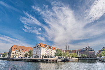 Copenhagen view of the modern buildings in the harbor, Denmark
