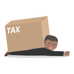 businessman african load the tax box design character on white background