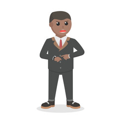 businessman african male angry to late design character on white background