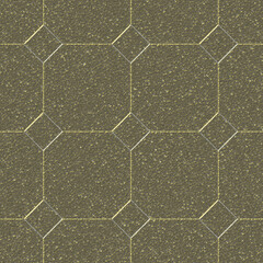 Golden Enamel Tiles, Ancient Pattern, Seamless Background, Metallic Tiles, Retro Flooring