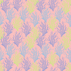 Pastel coral reef vector repeat pattern illustration