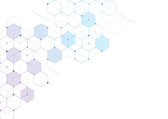 Abstract hexagonal molecular structures in technology background and science style. Medical design. Vector illustration