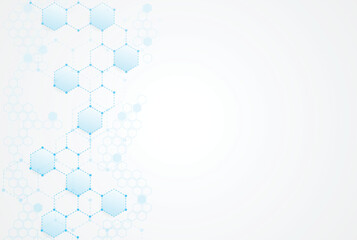 Abstract hexagonal molecular structures in technology background and science style. Medical design. Vector illustration