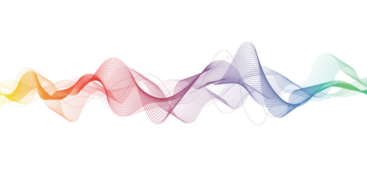 Abstract colorful wave lines on white background for elements in concept business presentation, Brochure, Flyer, Science, Technology. Vector illustration
