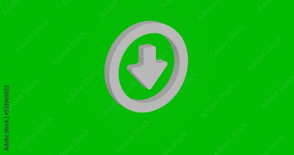 Poster animation of rotation of a white download symbol with shadow. simple and complex rotation. seamless 