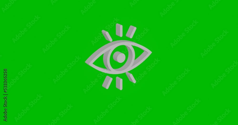 Poster animation of rotation of a white vision symbol with shadow. simple and complex rotation. seamless lo