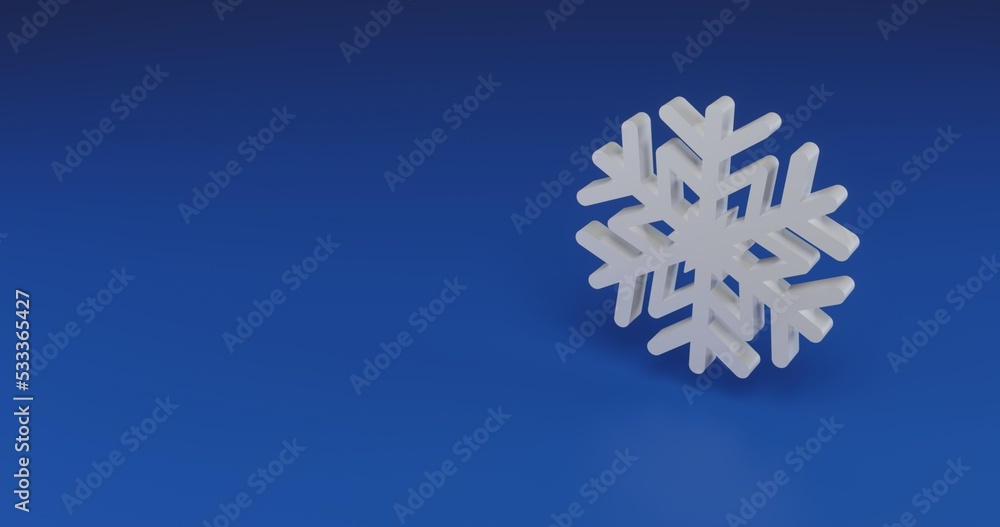 Aufkleber isolated realistic white snowflake symbol with shadow. located on the right side of the scene. 3d il