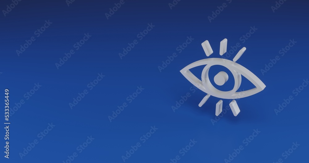 Poster isolated realistic white vision symbol with shadow. located on the right side of the scene. 3d illus