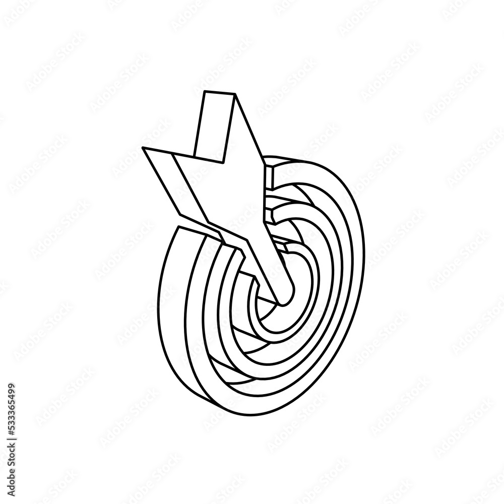 Poster the outline of a large goal symbol is made with black lines. 3d view of the object in perspective. v