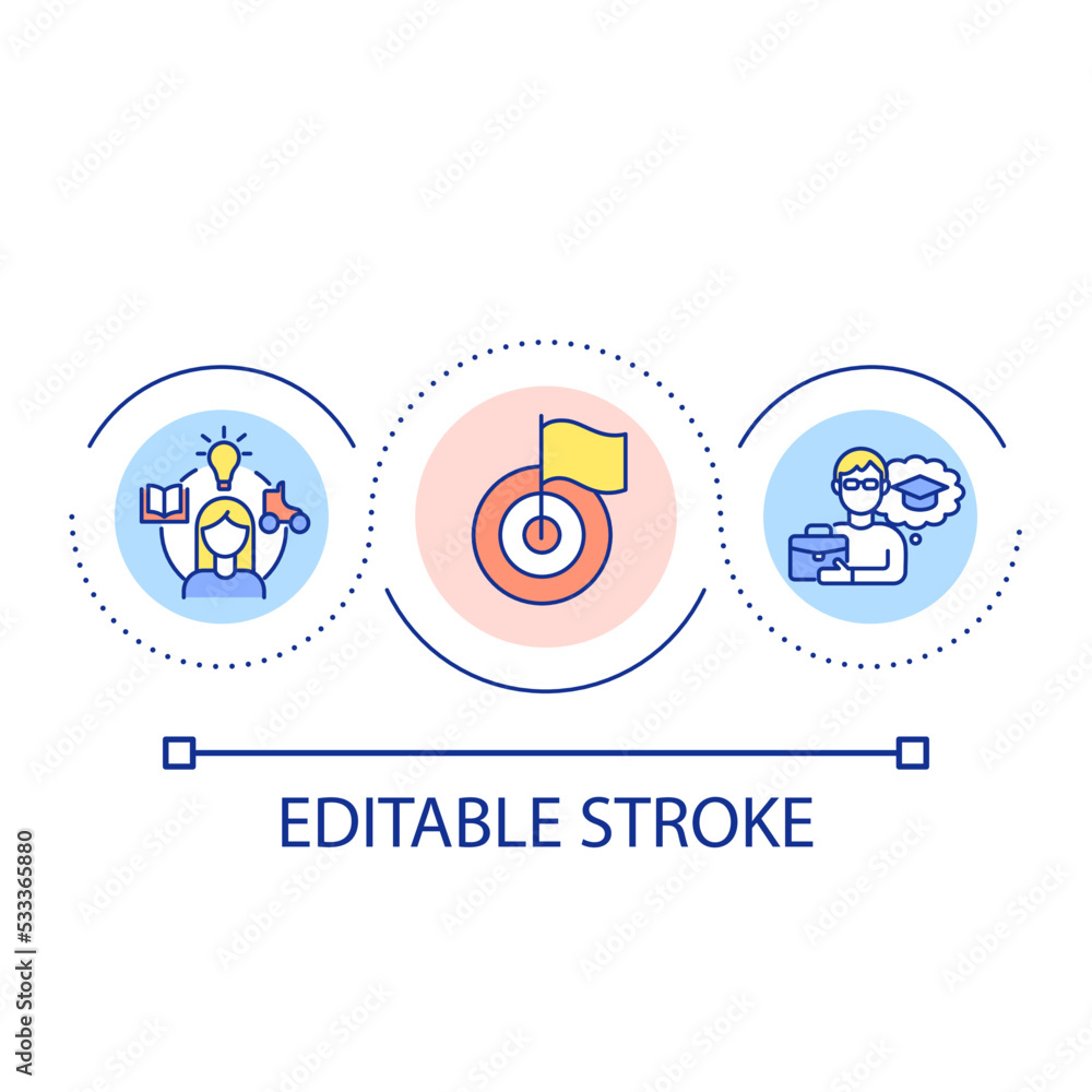 Poster career and hobbies loop concept icon. life and work balance. set personal development goals abstract