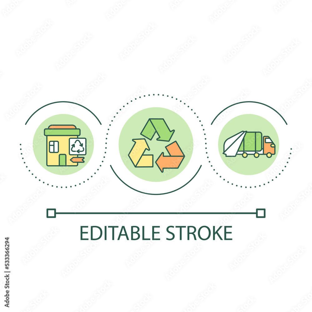 Poster waste recycling center loop concept icon. garbage disposal service. trash management abstract idea t