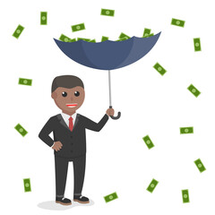 businessman african rain money design character on white background