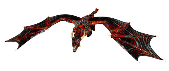 3D Rendering Fairy Tale Dragon on White
