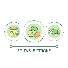 Waste recycling center loop concept icon. Garbage disposal service. Trash management abstract idea thin line illustration. Isolated outline drawing. Editable stroke. Arial font used