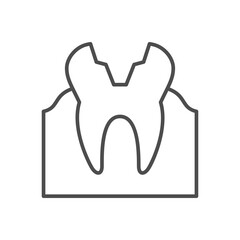 Tooth with cavity line outline icon