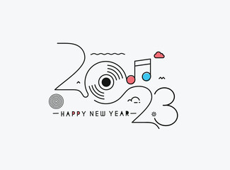 Obraz premium 2023 Happy New Year Text Typography Design Patter, Vector illustration.