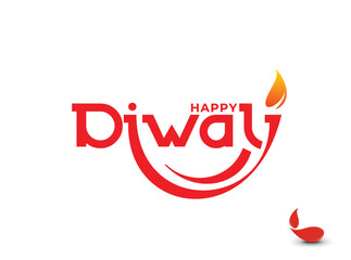 Happy Diwali text design. Abstract vector illustration.