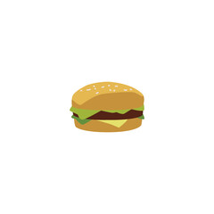 Burger with cutlet, bread and lettuce flat style, vector illustration