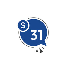 Monthly 31 Dollar price tag or sticker. thirty one dollars sales tag. shopping promotion marketing concept. sale promotion Price Sticker Design
