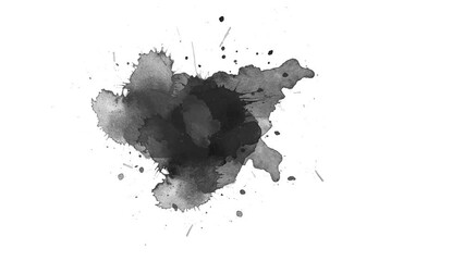 Ink brush stroke transition. Abstract ink brush slow motion blot, splat, fluid art, overlay, Watercolor matte composition, spreading brush stroke. ink transition splatter composting animation.