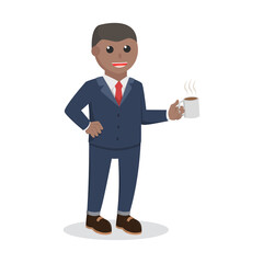 businessman african drink coffee design character on white background