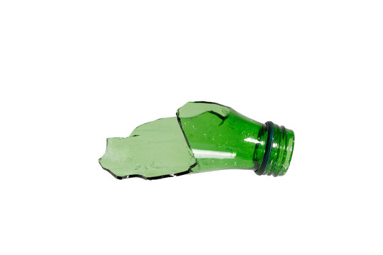 shard of green glass isolated on a white background