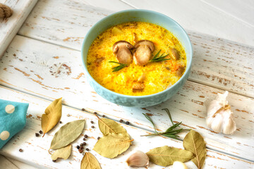 Soup with porcini mushrooms and spices