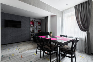 Fototapeta na wymiar Prepared beautiful apartment with decor for sale