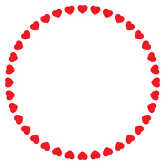 Red heart circle frame. Border flat style. Romantic concept. Vector illustration.