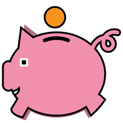 piggy bank with a coin