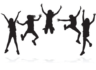 Obraz na płótnie Canvas People jump vector silhouette.
