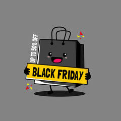 vector illustration of cute shopping bag character