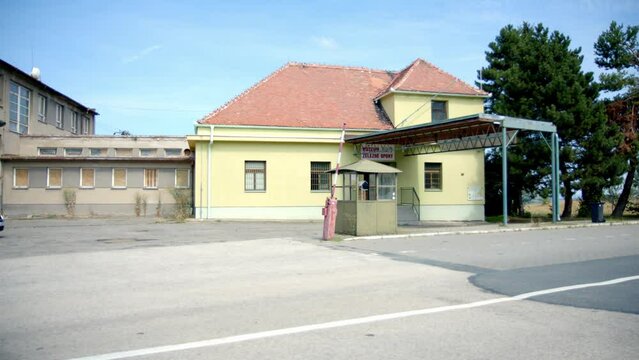 Old Soviet Border Post Between Schrattenberg And Valtice - View Of An Empty Guard House And Barrier Gate - sideways