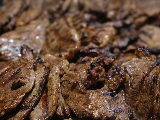 fried fresh beef in a pan