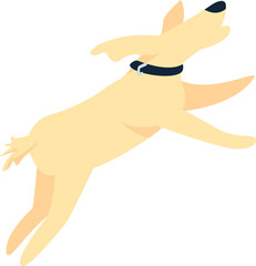 Happy dog jumping semi flat color raster character. Pet figure. Full body animal on white. Outdoor activity isolated modern cartoon style illustration for graphic design and animation