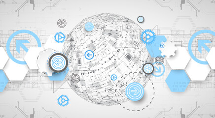 Abstract technology half -  sphere background. Global network concept.Abstract technology  sphere background. Global network concept.